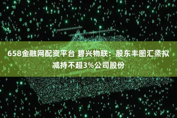 658金融网配资平台 碧兴物联：股东丰图汇烝拟减持不超3%公司股份