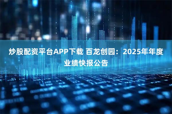 炒股配资平台APP下载 百龙创园：2025年年度业绩快报公告